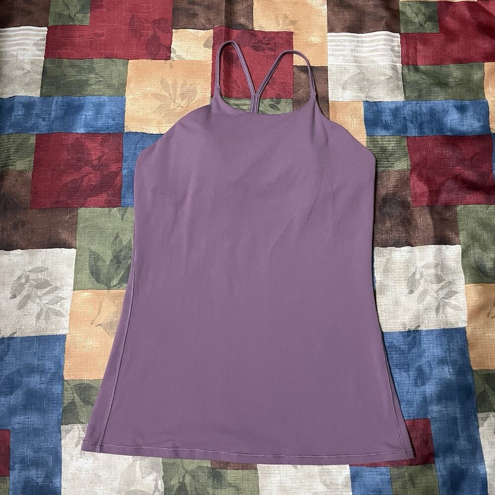 Lululemon Power Y Tank Top Shirt Womens 10 Purple Plum Racerback Removable Cups